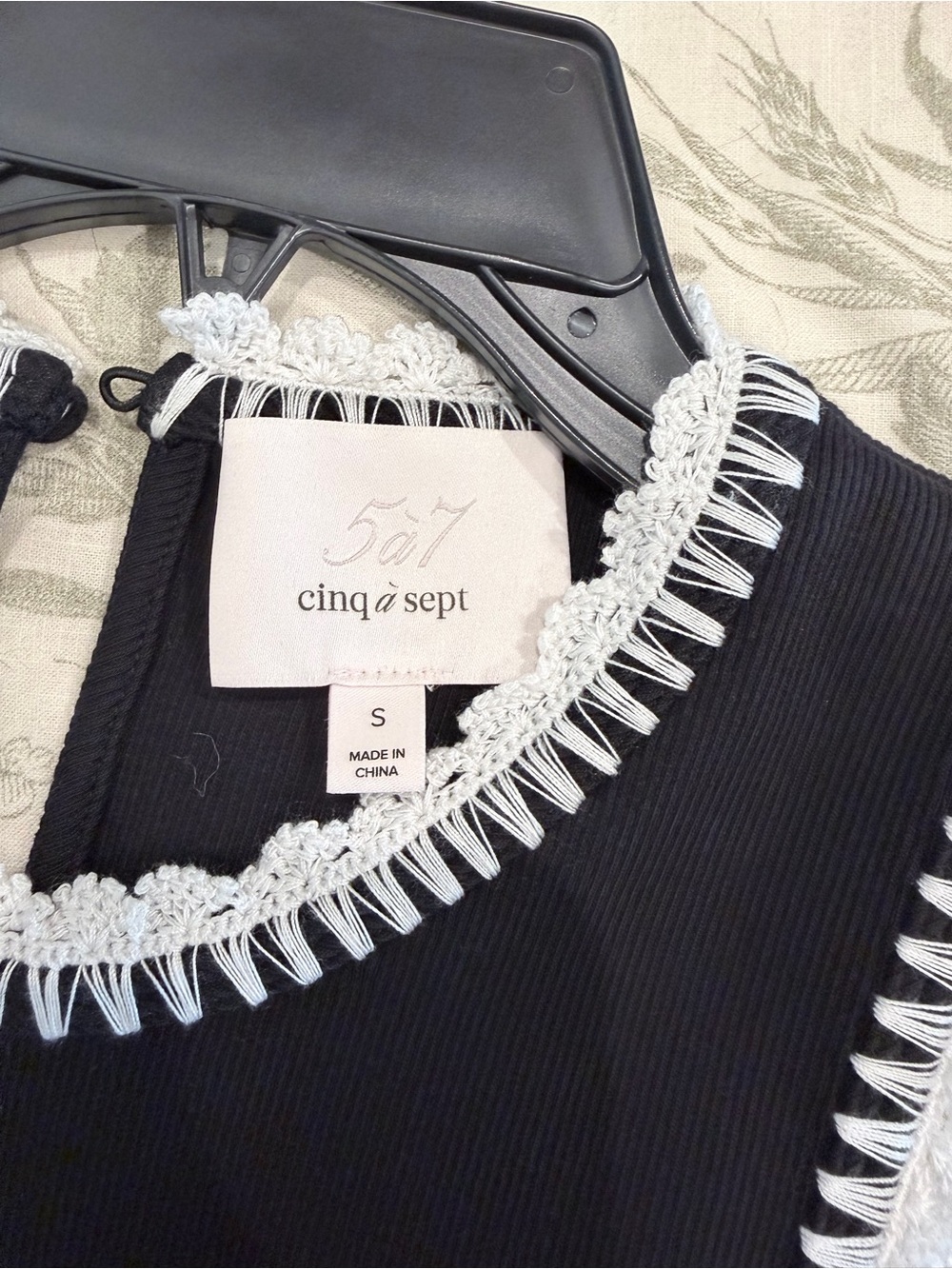 cinq a sept Black Tank with White Crochet-Edge Trim - Picture 3 of 4